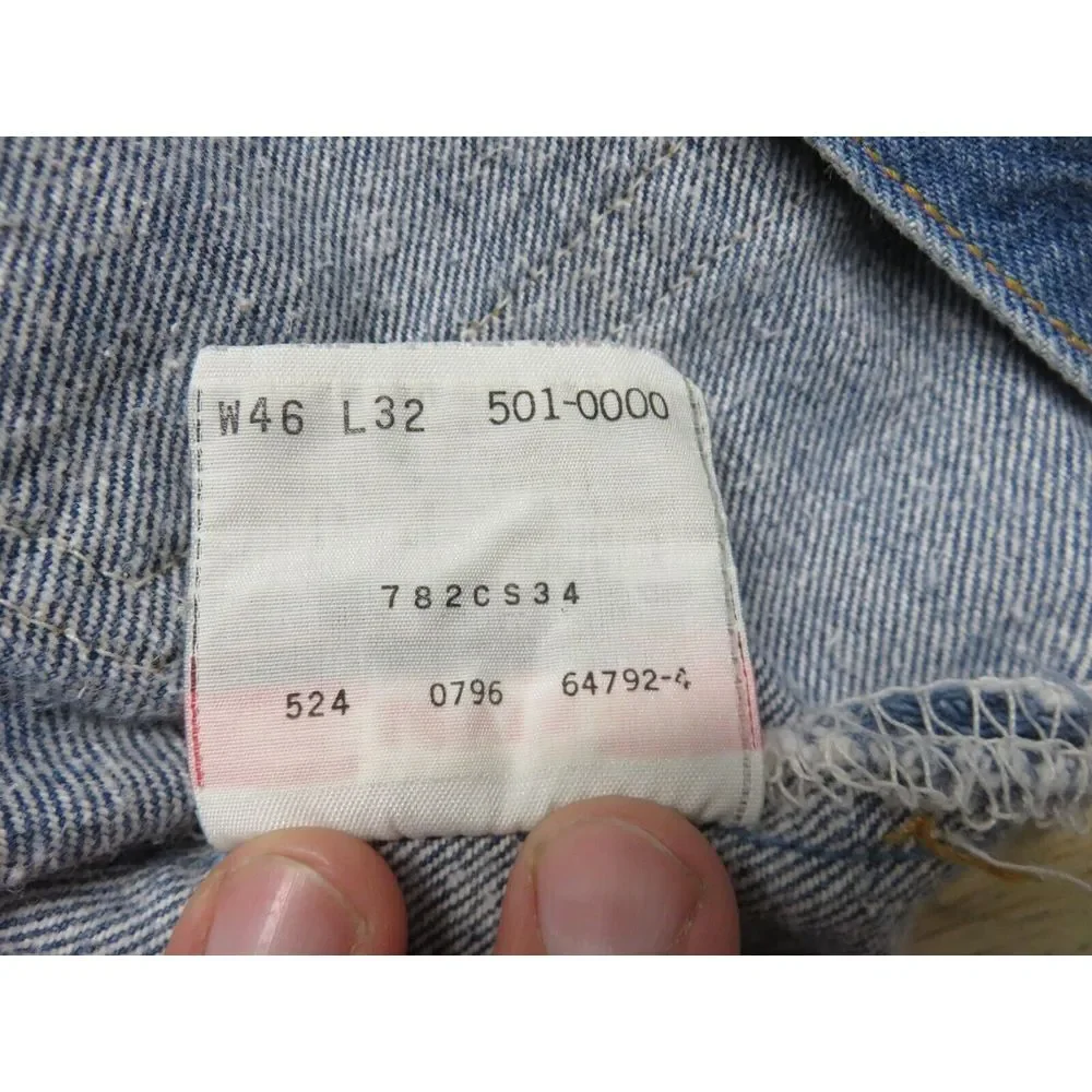 Vintage LEVIS Jeans 501 Denim 90s Size‎ 42x26 USA Made Button Fly Blue